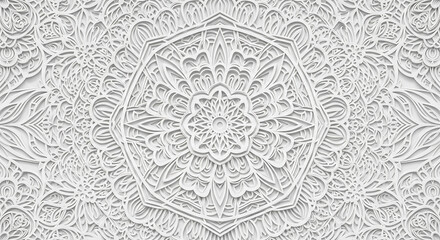 Elegant white 3D layered mandala art background. Perfect design for creative projects, wallpaper, posters, and invitations.