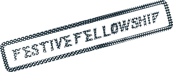 Fototapeta premium Festive Fellowship Dotted Outline Stamp with Human Figures Creating Text on White Surface