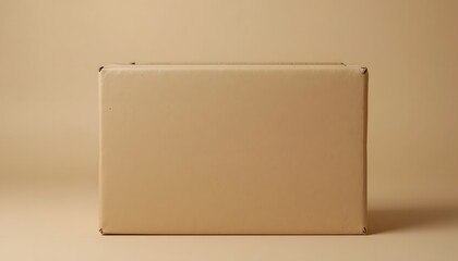Сlose-up of a plain cardboard box on a neutral background.