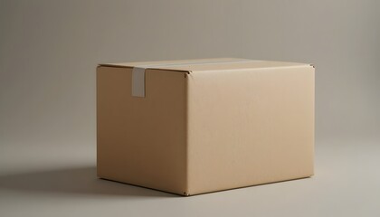 Сlose-up of a plain cardboard box on a neutral background.