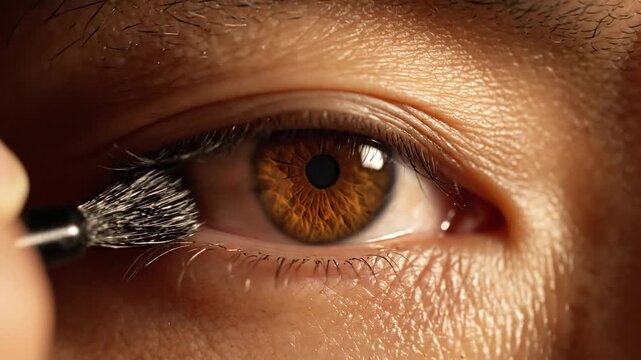 Close-Up of Beautiful Brown Eye in a Personal Care Setting