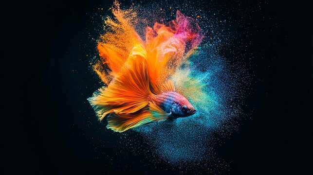 Vibrant betta fish explodes in color