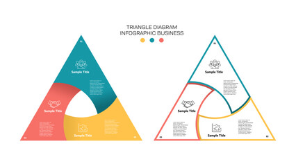 Vector triangle element for infographic. Template for cycling diagram, graph, presentation. Infographic Venn diagram chart template for business 3 parts, options, presentation with venn diagram elemen