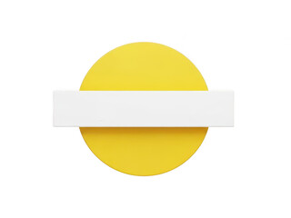 Bright yellow circle with horizontal white strip isolated on transparent background