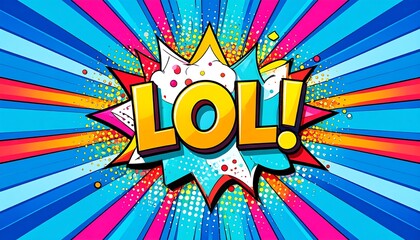 LOL Comic Speech Bubble Pop Art Background.