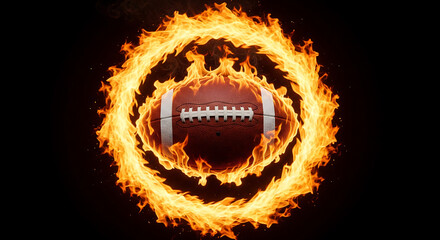 Fiery Football: Dynamic Sports Imagery for Advertising and Marketing Campaigns. Perfect for digital media and print with a dark aesthetic.
