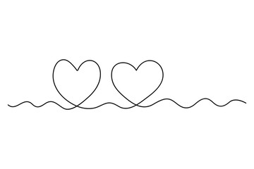 Continuous one line drawing of heart with flowing abstract line concept

