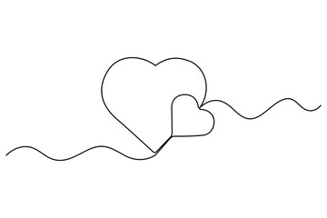 Continuous one line drawing of heart with flowing abstract line concept
