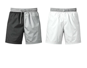 Two pairs of athletic shorts one split-color, one white