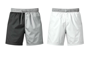 Two pairs of athletic shorts one split-color, one white