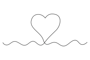 Continuous one line drawing of heart with flowing abstract line concept
