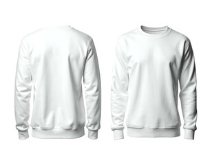 Fototapeta premium Plain white long-sleeve crewneck sweatshirt mockup, front and back view