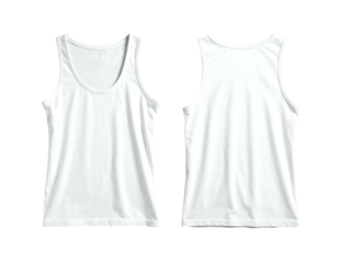 White tank tops (front and back) on transparent background