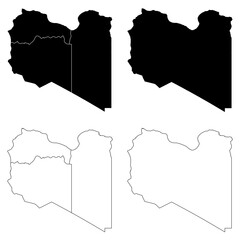Libya Region Outline and Solid Fill Map Set.