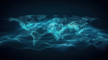 Global Shipping Abstract World Map Lines 