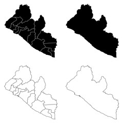 Liberia Outline and Solid Fill Map Set.