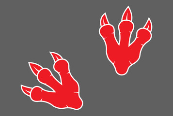 Red Animal Paw Tracks Icon &ndash; Claw Footprint Silhouette Vector