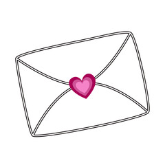 Envelope with heart seal, love letter, symbol of romantic message for Valentine's Day, wedding and engagement invitations