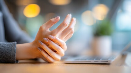 Womans hand detail on transparent