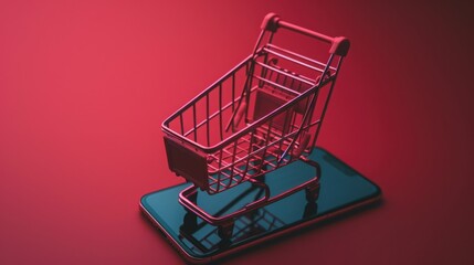 Online Shopping Concept With Minimal Cart Symbol 