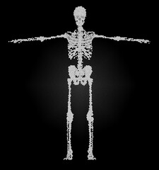 Human skeleton anatomy concept mosaic design on black