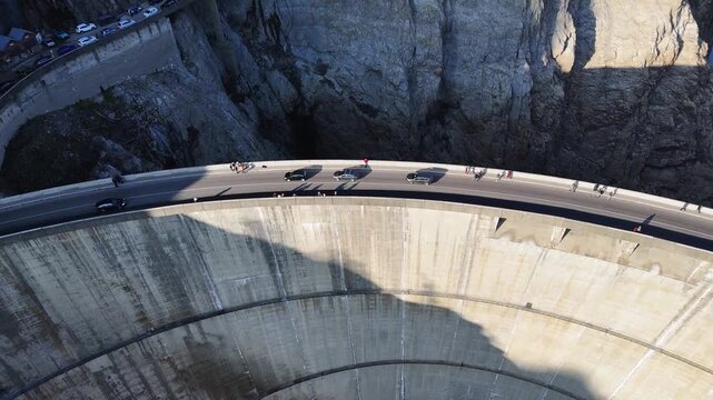 Vidraru dam aerial mountain lake view