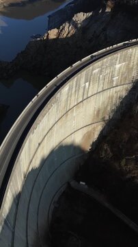 Vidraru dam aerial mountain lake view