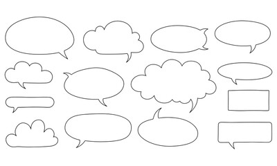 Fototapeta premium Large collection of hand drawn blank speech bubbles and talk clouds