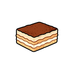 [Vector EPS]A delicious slice of tiramisu cake with multiple layers