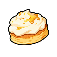 [Vector EPS]Delicious pastry with cream and honey topping