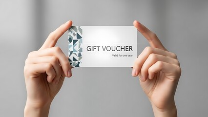 Hands holding a gift voucher card.