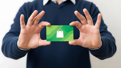 Man holding green secure card.