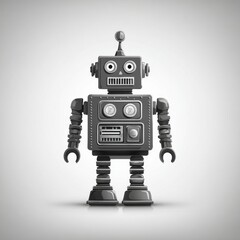 Fototapeta premium humanoid robot pictogram black and white icon