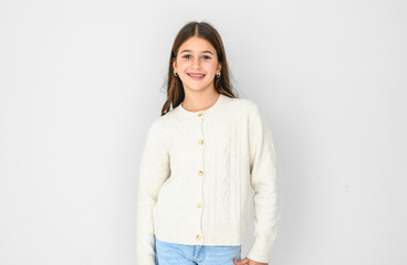 Obraz premium cute and Young pre teen girl on studio white