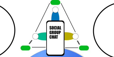 Smartphone chat box for organizational business planning illustration	