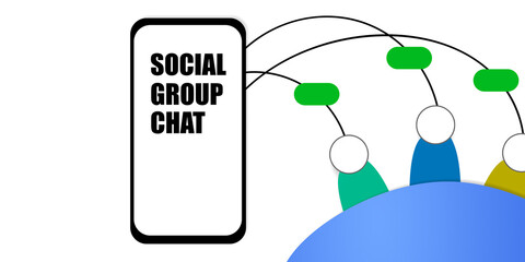 Smartphone chat box for organizational business planning illustration	