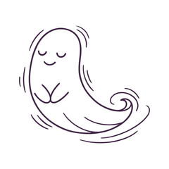 Obraz premium A minimalist line art illustration of a smiling crescent moon with swirling motion lines
