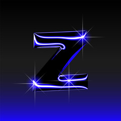Glossy 3D letter Z with holographic finish. Y2K font in iridescent liquid metal. Isolated vector render for contemporary retro-futuristic design