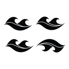 Obraz premium Vector illustration icon collection of four black wave silhouettes on white background for design and decoration purposes