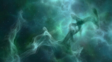 Abstract Green Blue Smoke on Black Background