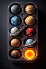 Planets in Ice Cube Tray Surreal Concept Art