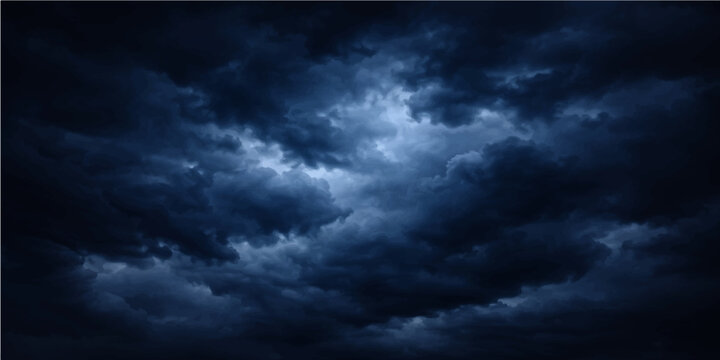 Dramatic dark stormy clouds roll across a blue nature sky during a sunset time lapse creating a moody cloudscape atmosphere with wind and rain