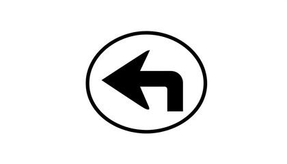 Left Turn Arrow Sign in Circle.