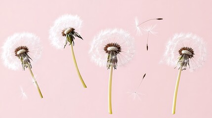 Fototapeta premium Dandelion Wishes: A Gentle Flight