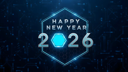 Happy new year 2026 neon light celebration