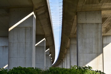 Scenery under the highway overpass.