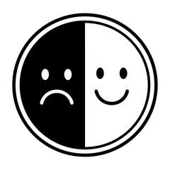 Fototapeta premium Happy and sad face in one circle