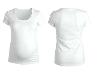 Plain white crewneck t-shirts, front and back views, isolated