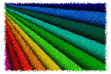 Vibrant Rainbow Perspective Lines Creating a Colorful 3D Abstract Background for Modern Designs, Made of Cubes
