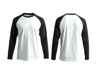 White torso, black sleeves, long-sleeve shirt front and back